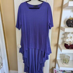 Purple New York & Company Hi-Lo Chiffon Back Tee - XXL